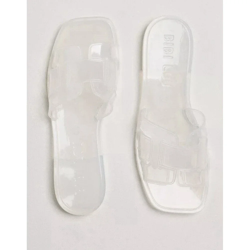 Bibi Lou Holly Jelly Slip On Slides From Anthropologie Size EU 39 8-8.5 Clear